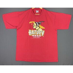Vintage 90's Hatuey Beer By Bacardi Alcohol Drink Red Shirt XL Art Rare Promo